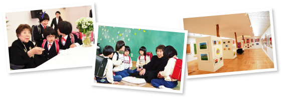 ミスタードーナツでは 「ねむの木学園」の子どもが描く 夢いっぱいの絵を展示しています